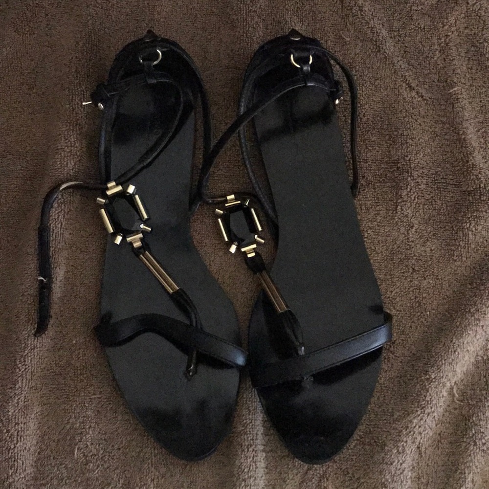 Zara black leather sandals